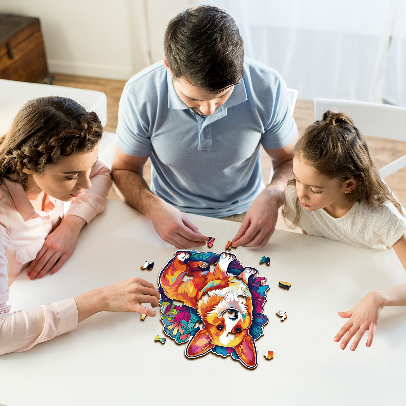 Whimsical Wooden Jigsaw Puzzle - Cute Corgi - pickApuzzle