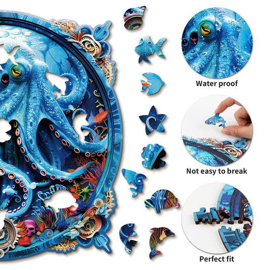 Engaging Wooden Jigsaw Puzzle-Deep-sea Octopus