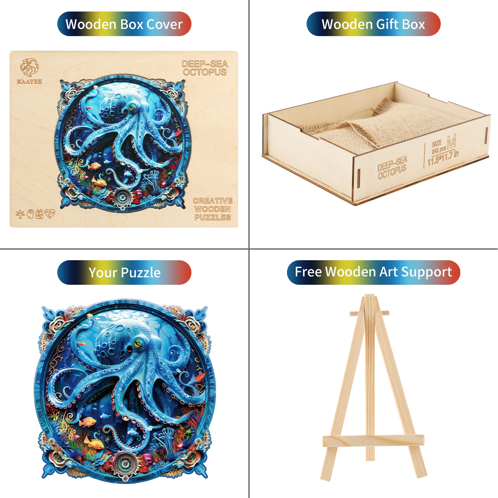 Puzzle en bois fantaisie-Pieuvre des profondeurs