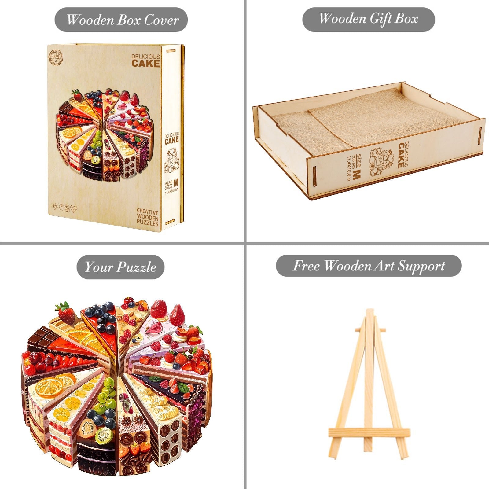 Whimsical Wooden Jigsaw Puzzle - Delicious cake - pickApuzzle