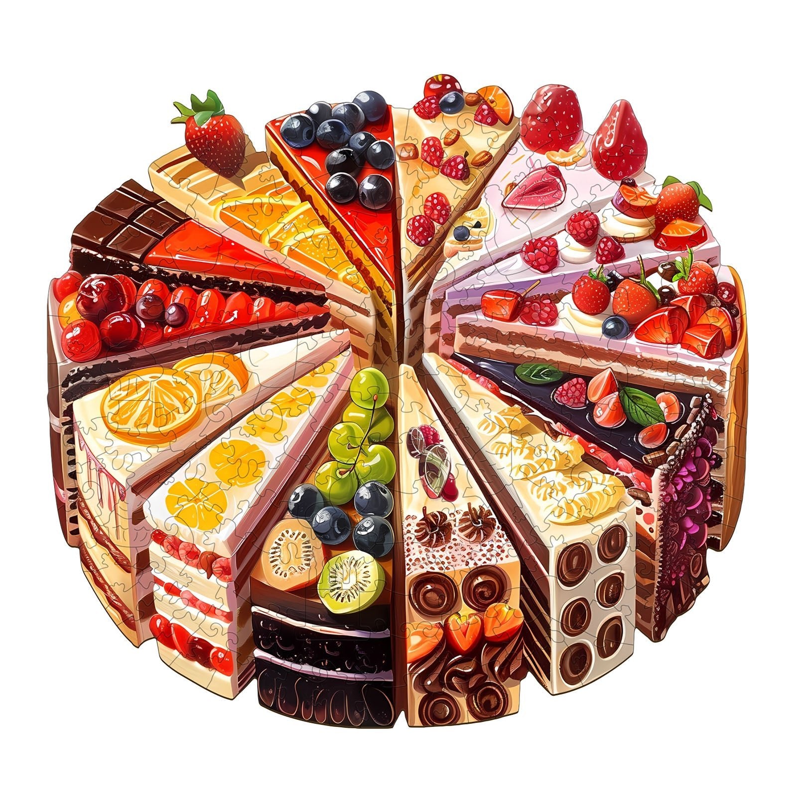 Whimsical Wooden Jigsaw Puzzle - Delicious cake - pickApuzzle