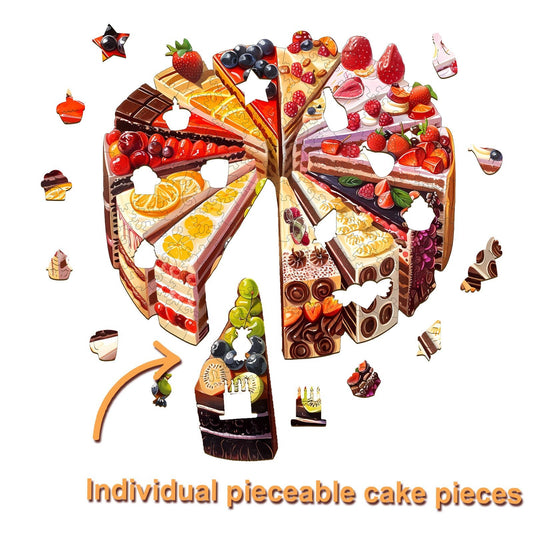 Whimsical Wooden Jigsaw Puzzle - Delicious cake - pickApuzzle
