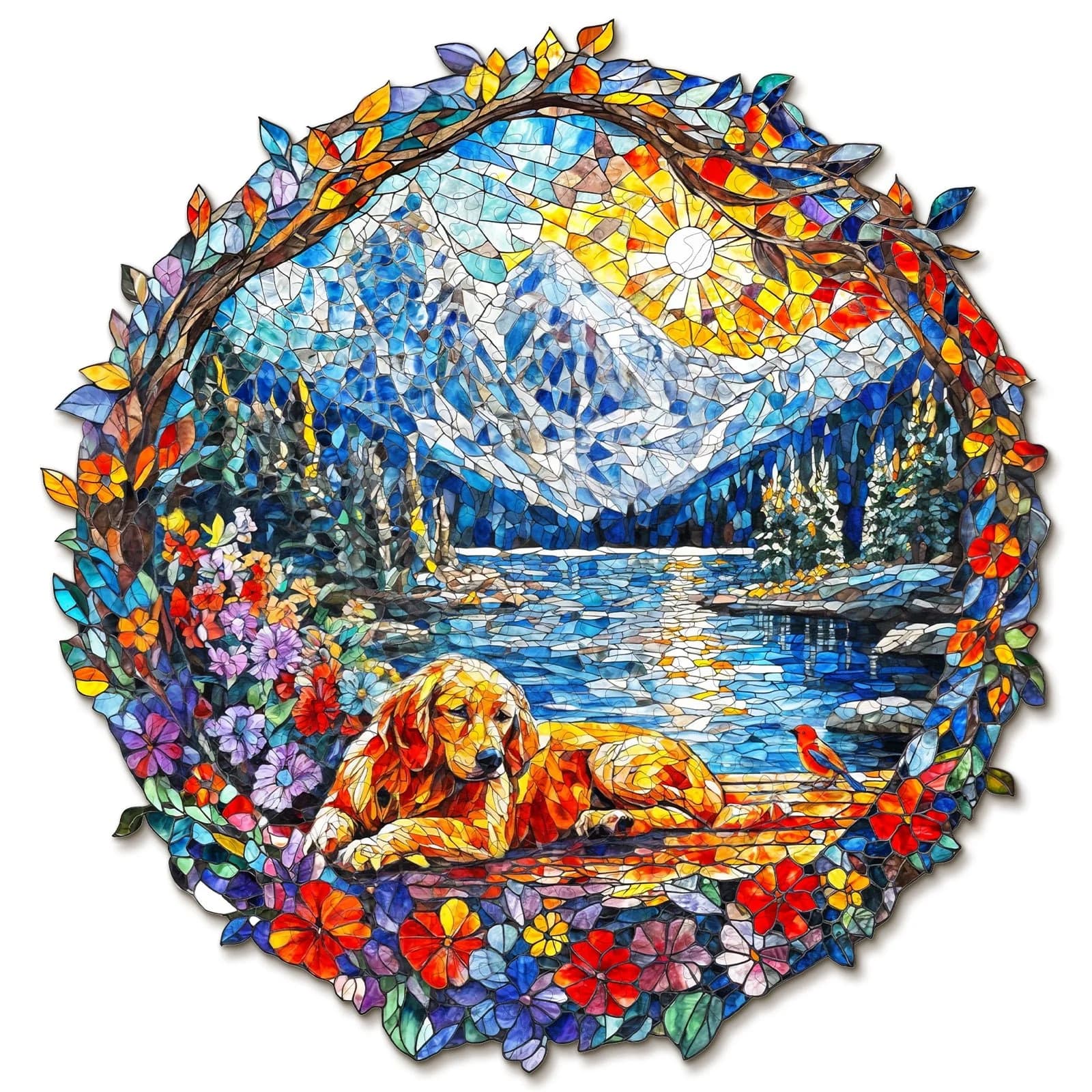 Ausgefallenes Holz-Puzzle – Hund und Schneeberg Hauptbild