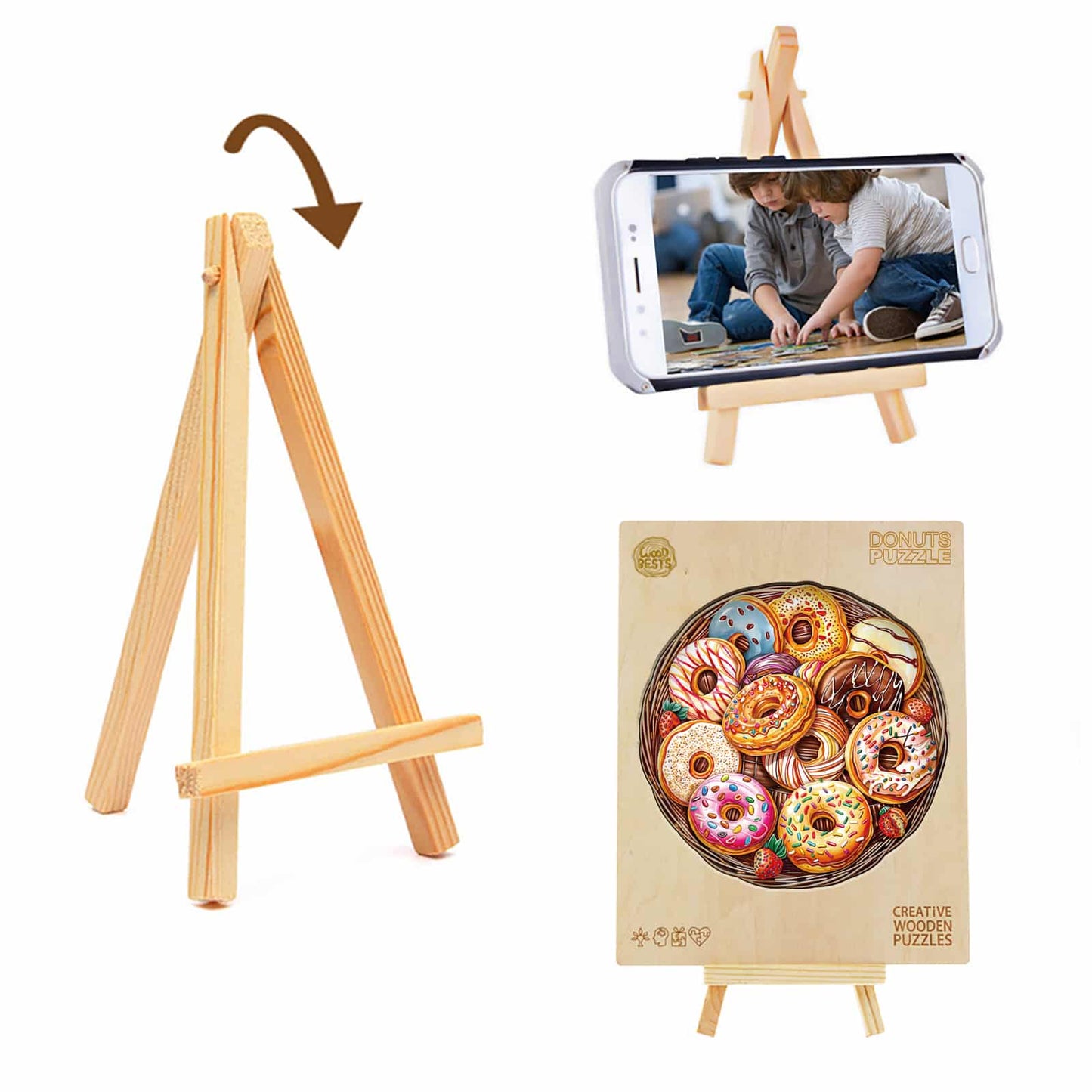 Whimsical Wooden Jigsaw - Donuts Puzzle - pickApuzzle