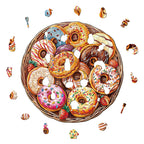 Whimsical Wooden Jigsaw - Donuts Puzzle - pickApuzzle