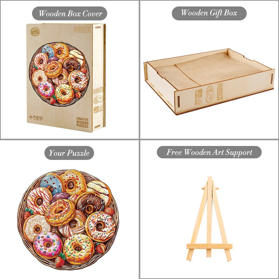 Whimsical Wooden Jigsaw - Donuts Puzzle - pickApuzzle