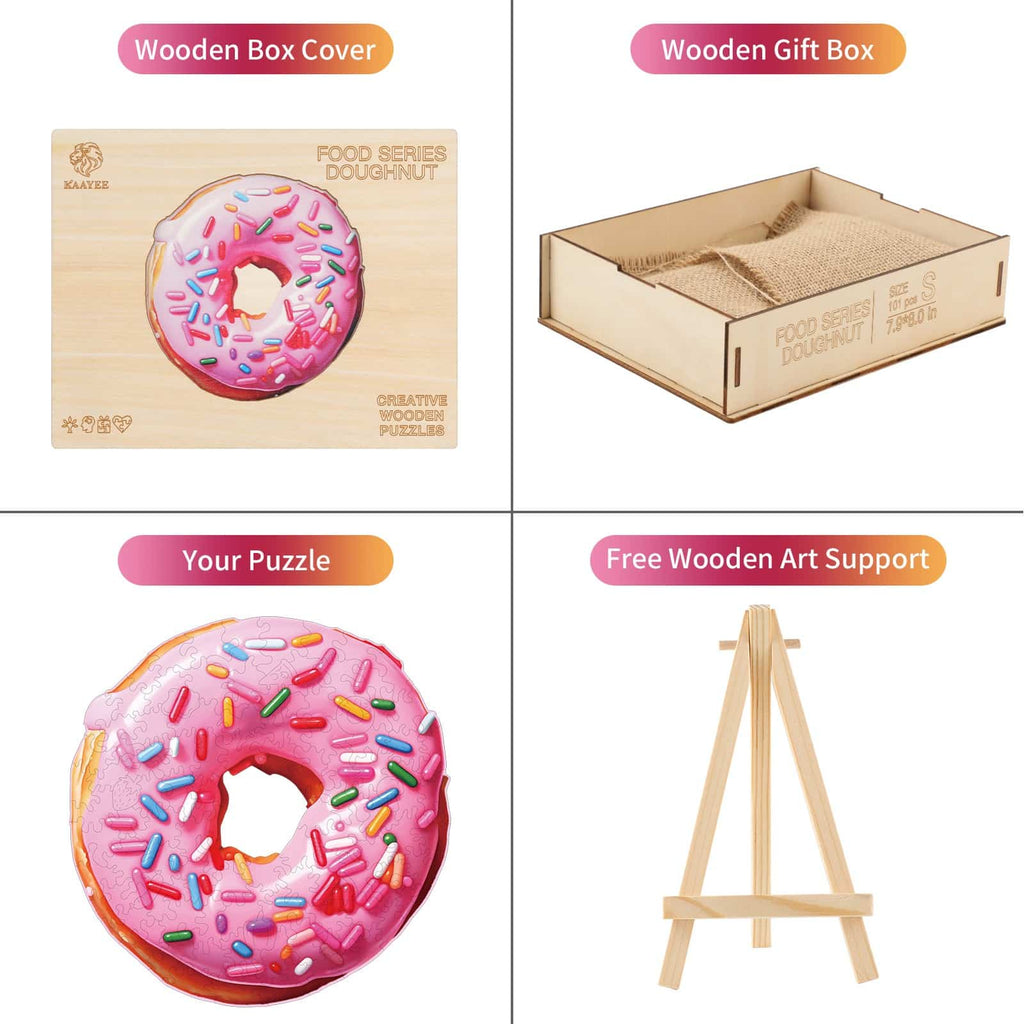 Whimsical Wooden Jigsaw Puzzle - Doughnut - pickApuzzle