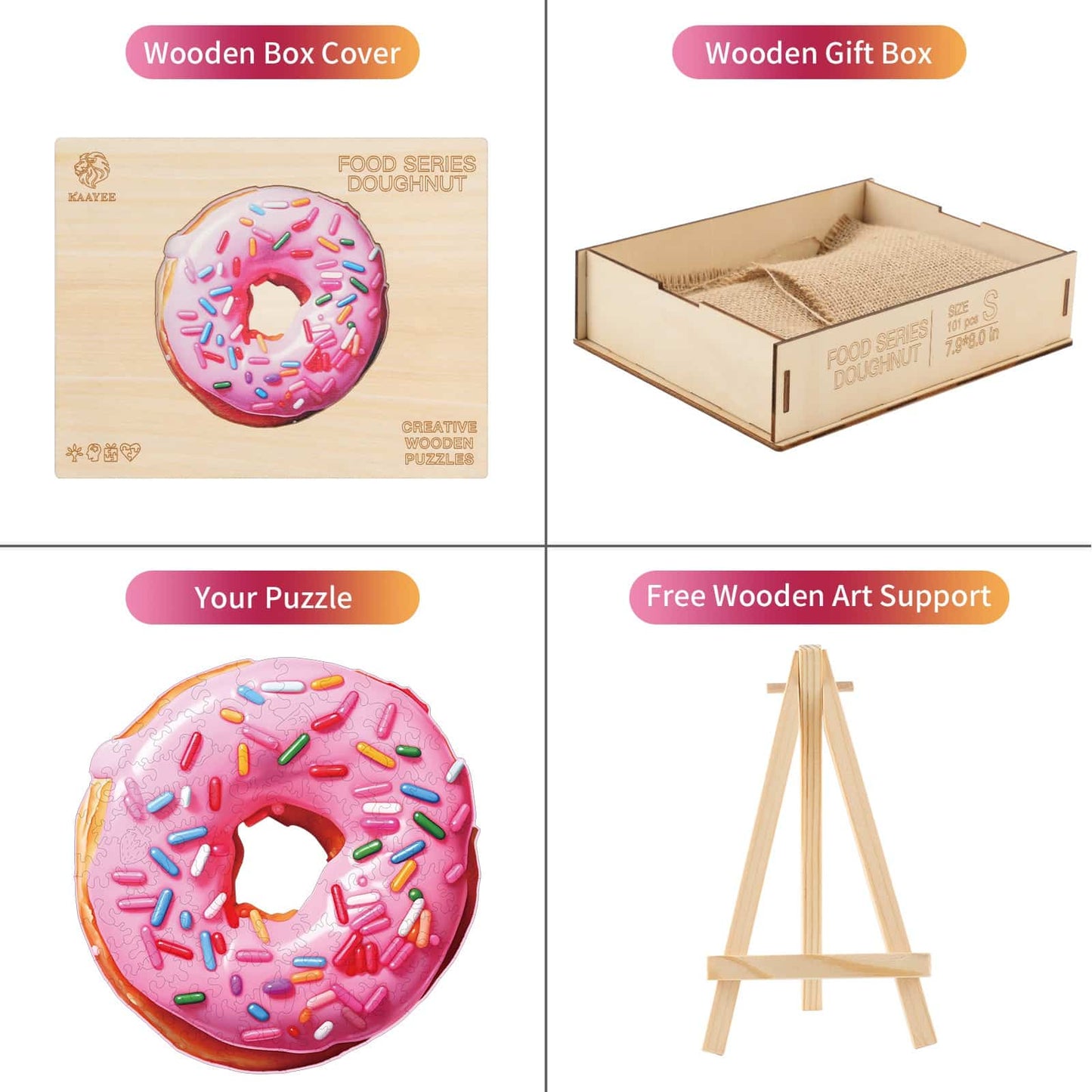 Whimsical Wooden Jigsaw Puzzle - Doughnut - pickApuzzle