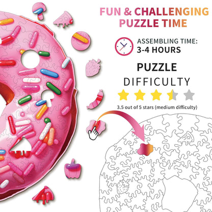 Whimsical Wooden Jigsaw Puzzle - Doughnut - pickApuzzle