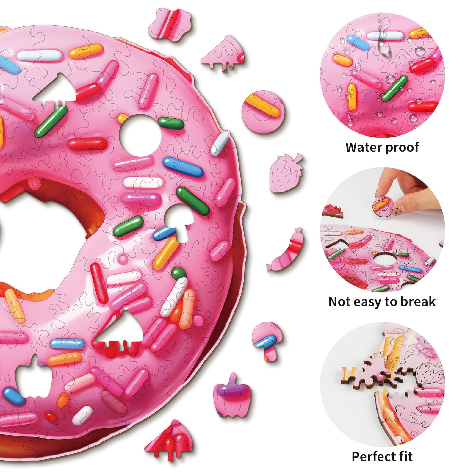 Skurriles Holzpuzzle-Donut Zweitbild