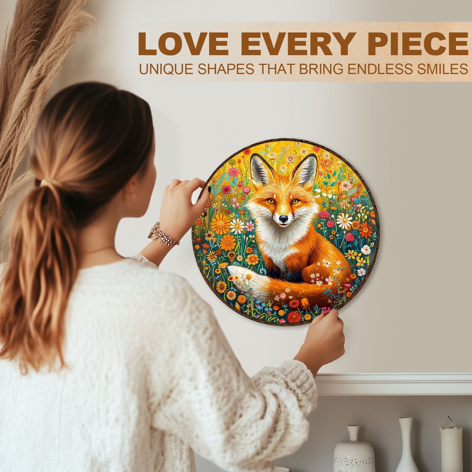 Whimsical Wooden Jigsaw Puzzle - Fantasy Garden Guardian - Fox - pickApuzzle