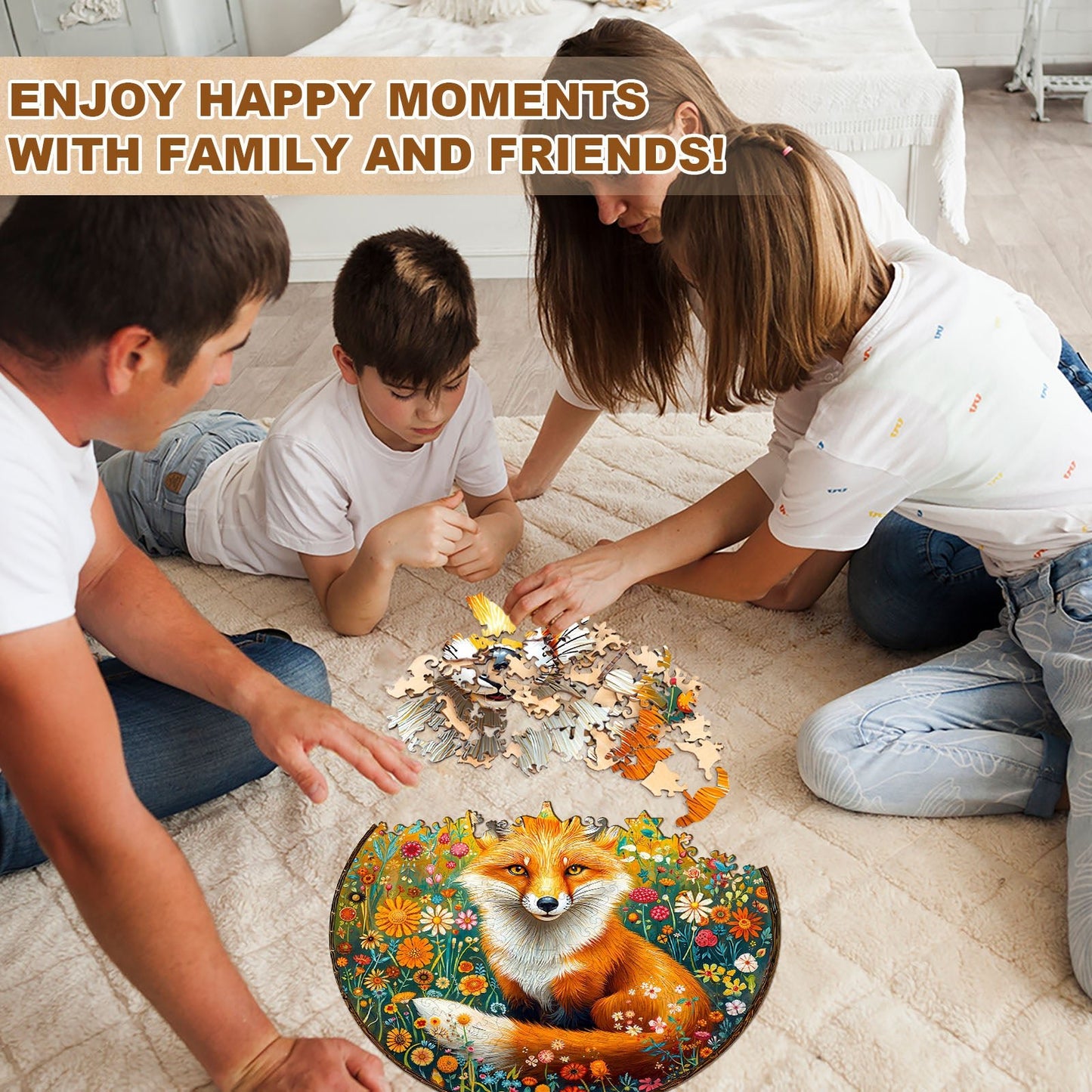 Whimsical Wooden Jigsaw Puzzle - Fantasy Garden Guardian - Fox - pickApuzzle