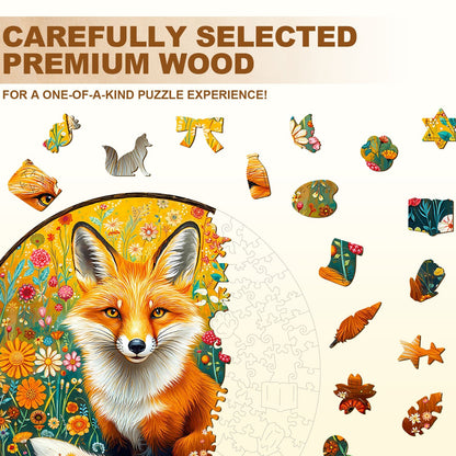 Whimsical Wooden Jigsaw Puzzle - Fantasy Garden Guardian - Fox - pickApuzzle