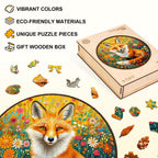 Whimsical Wooden Jigsaw Puzzle - Fantasy Garden Guardian - Fox - pickApuzzle