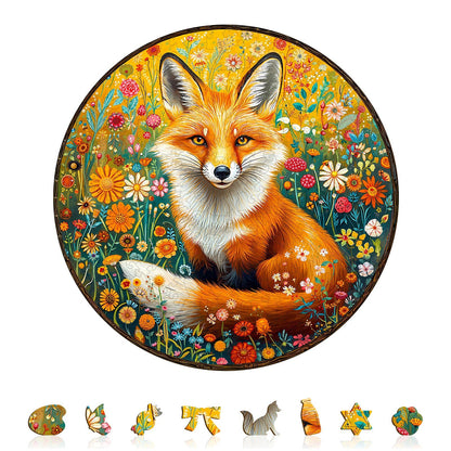 Whimsical Wooden Jigsaw Puzzle - Fantasy Garden Guardian - Fox - pickApuzzle