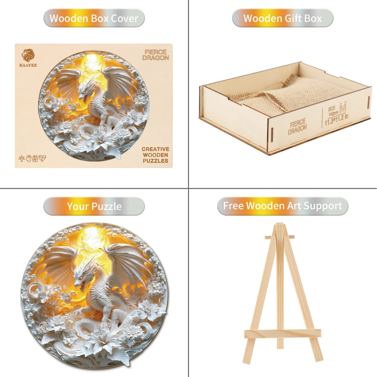 Launiges Holzpuzzle – Wilder Drache