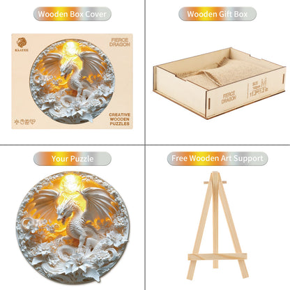 Launiges Holzpuzzle – Wilder Drache