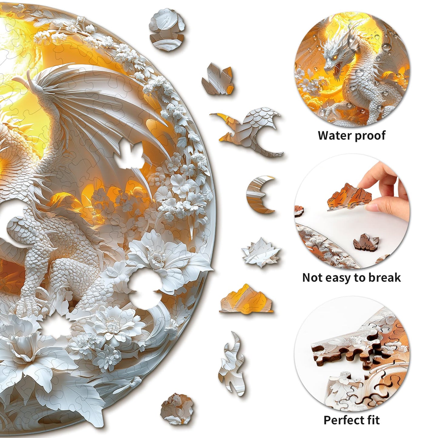 Launiges Holzpuzzle – Wilder Drache
