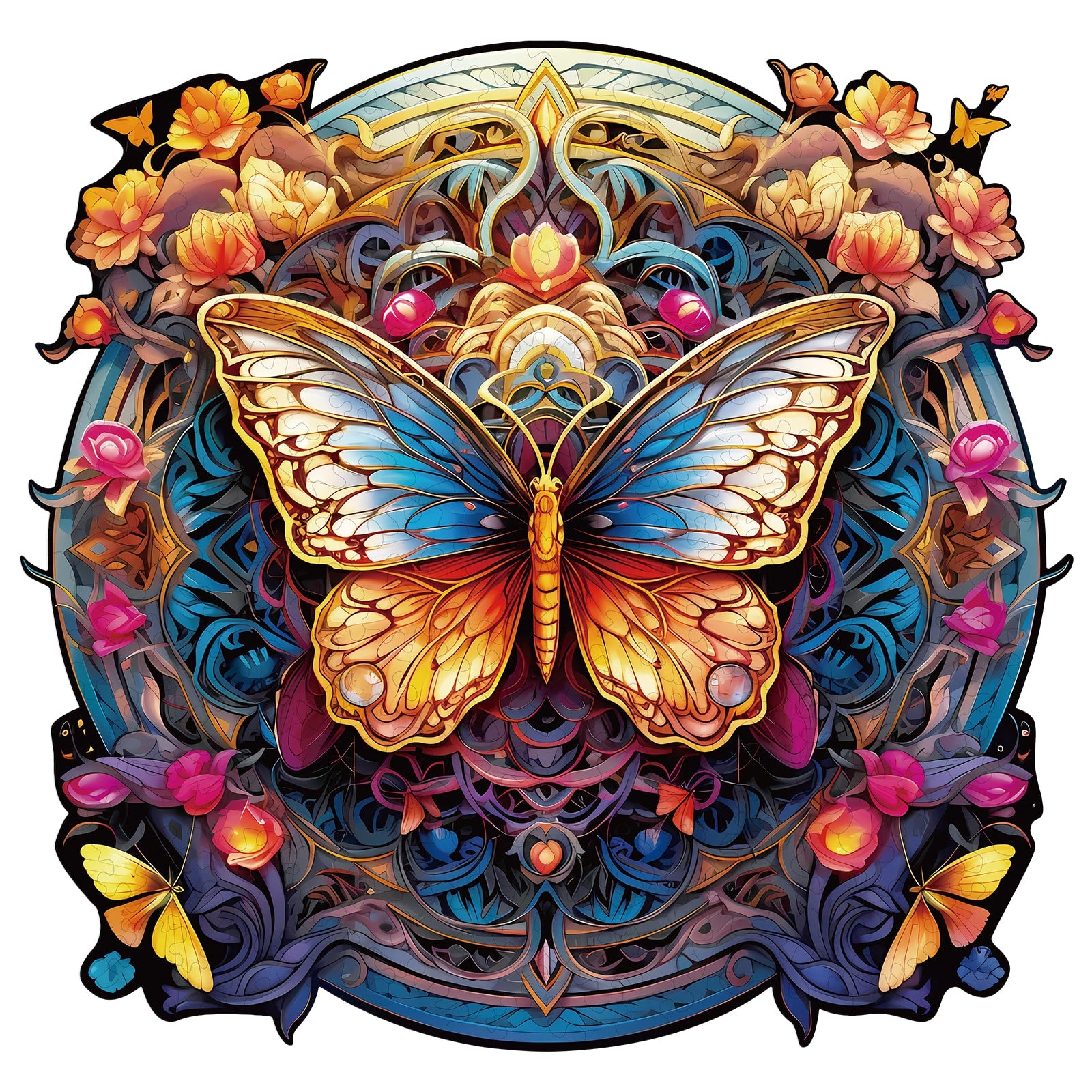 Whimsical Wooden Jigsaw Puzzle-Flapping butterfly