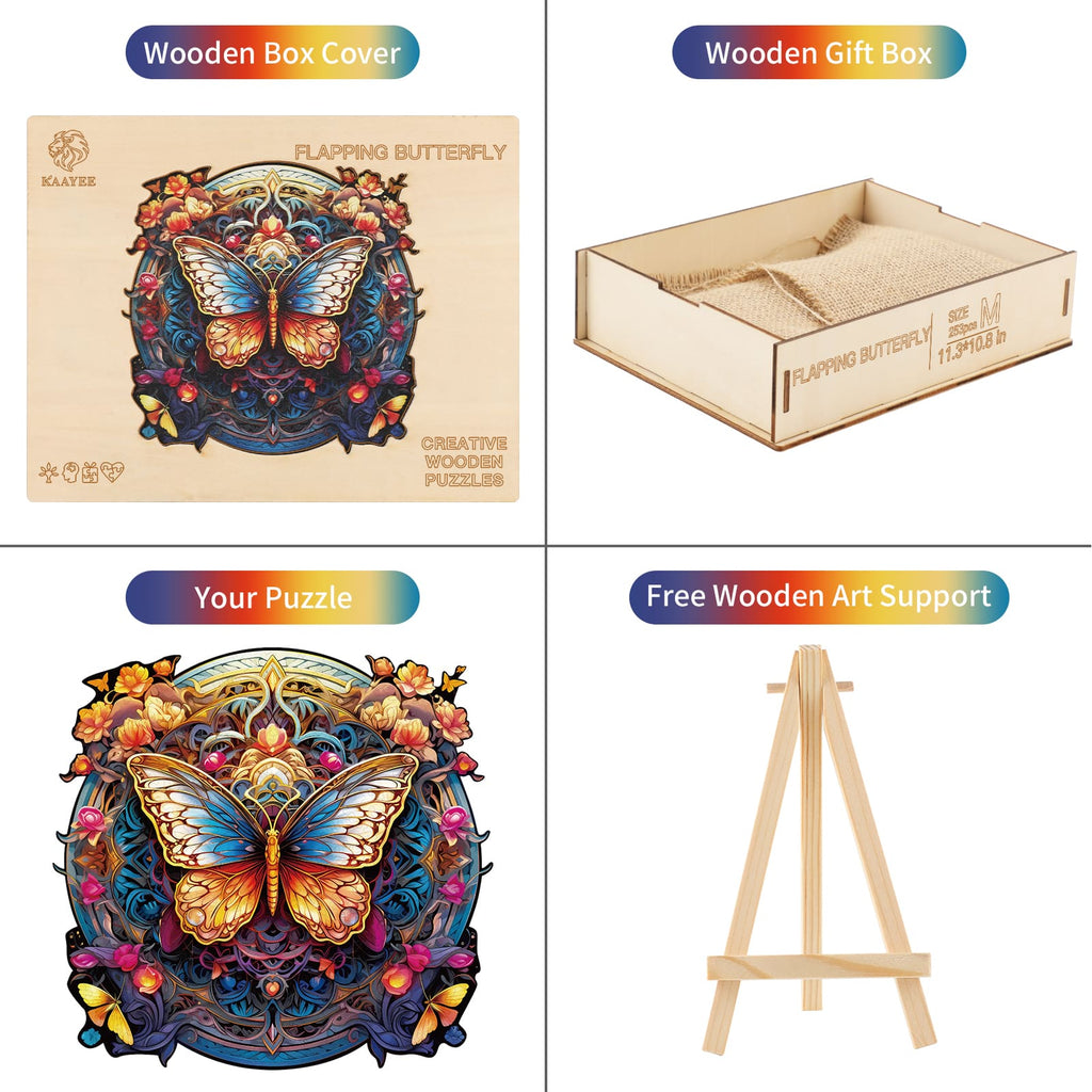 Whimsical Wooden Jigsaw Puzzle-Flapping butterfly