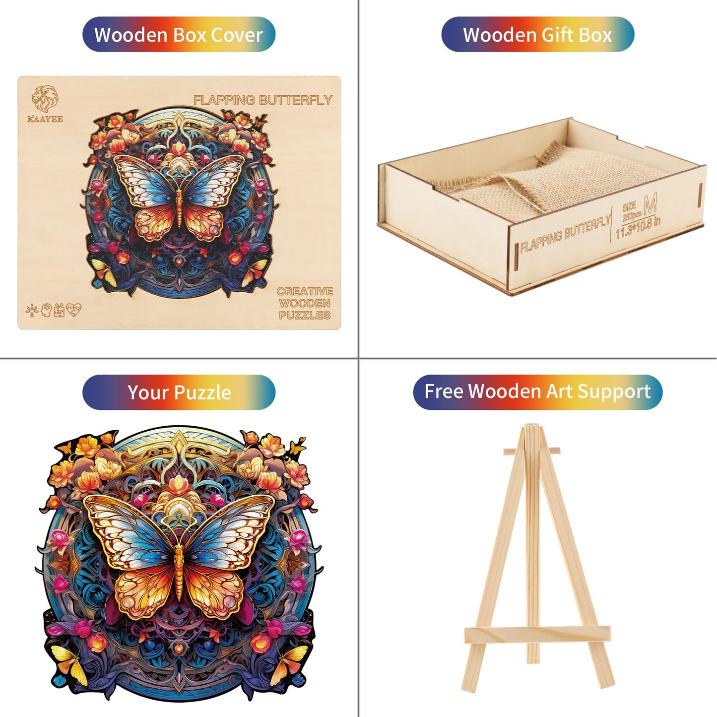 Skurriles Holzpuzzle – Flatternder Schmetterling