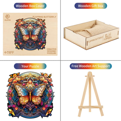 Skurriles Holzpuzzle – Flatternder Schmetterling