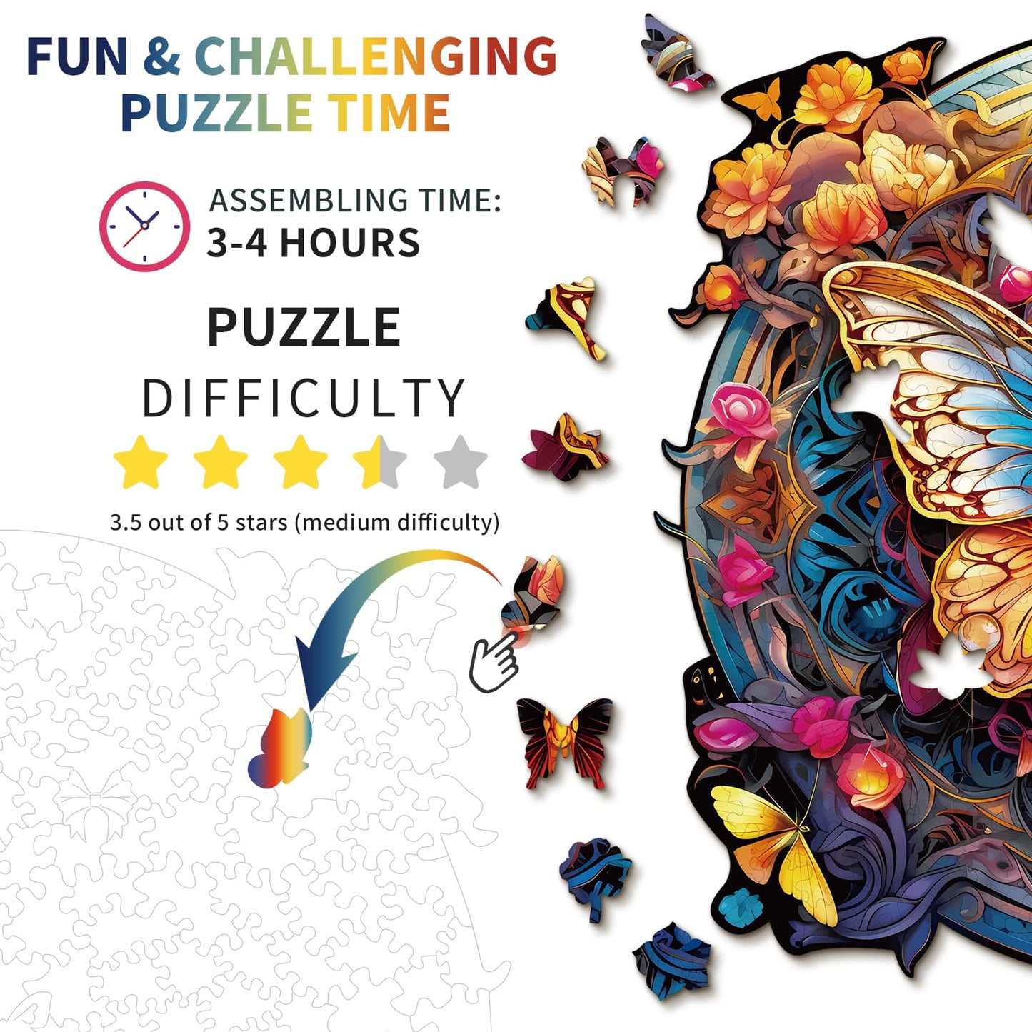Skurriles Holzpuzzle – Flatternder Schmetterling