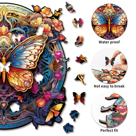 Engaging Wooden Jigsaw Puzzle-Flapping butterfly