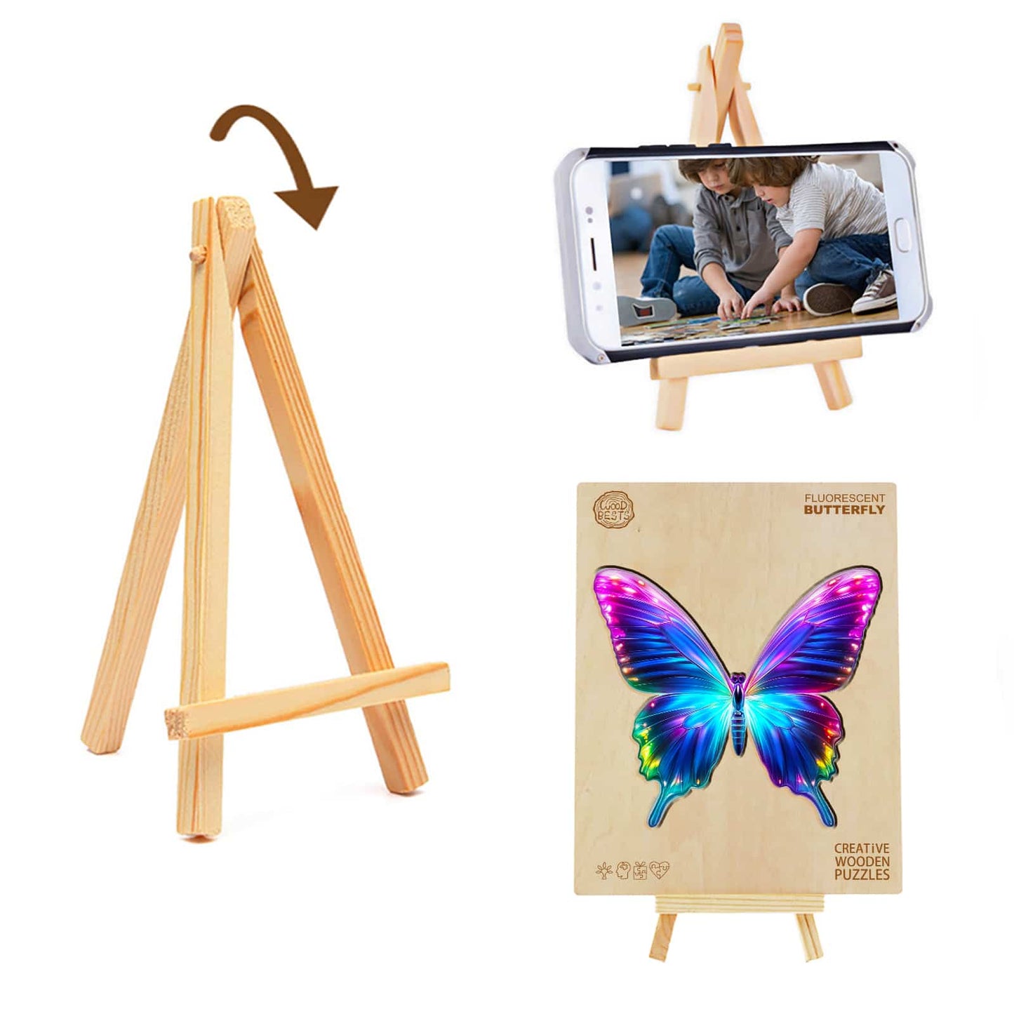 Whimsical Wooden Jigsaw Puzzle - Fluorescent Butterfly - pickApuzzle