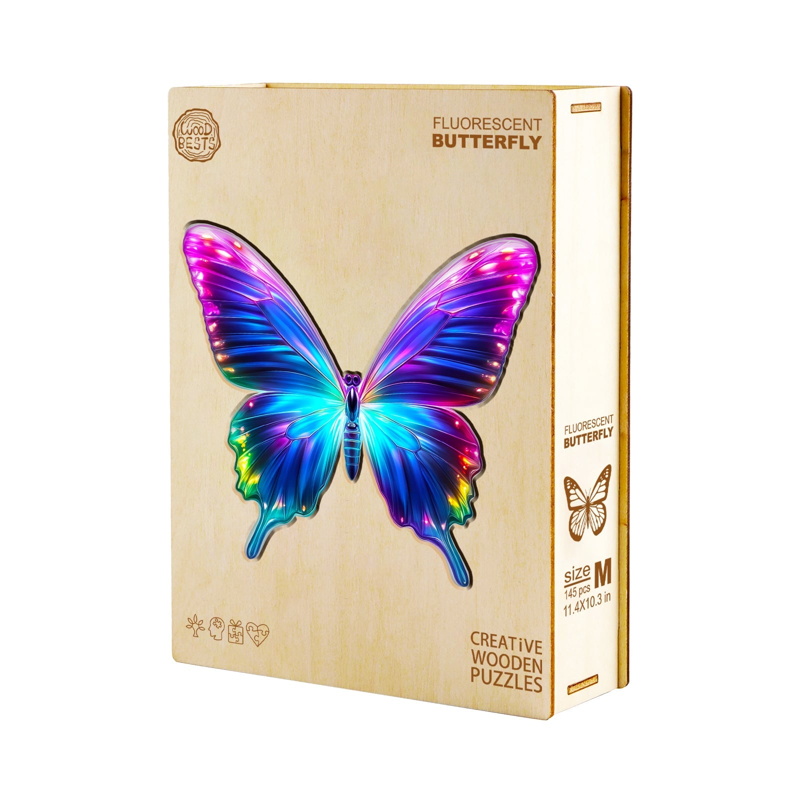 Whimsical Wooden Jigsaw Puzzle - Fluorescent Butterfly - pickApuzzle