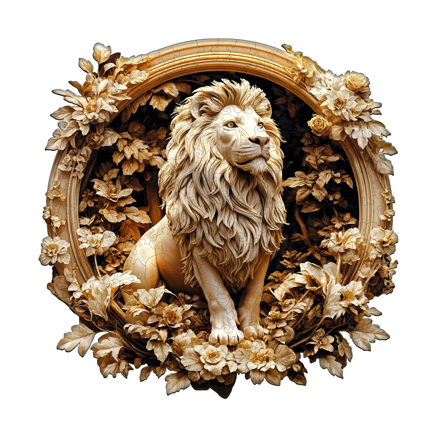 Whimsical Wooden Jigsaw Puzzle - Forest lion - pickApuzzle