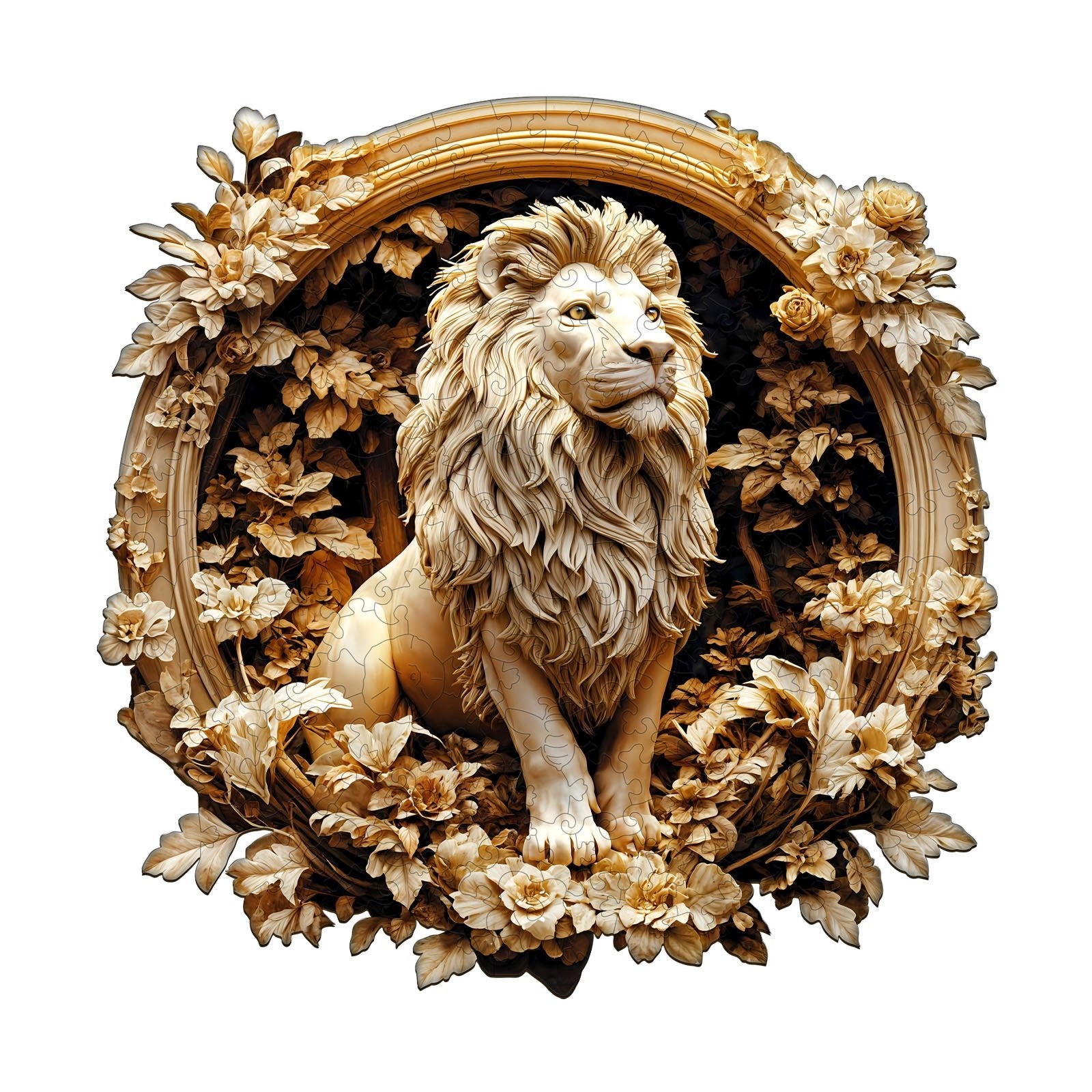 Whimsical Wooden Jigsaw Puzzle - Forest lion - pickApuzzle