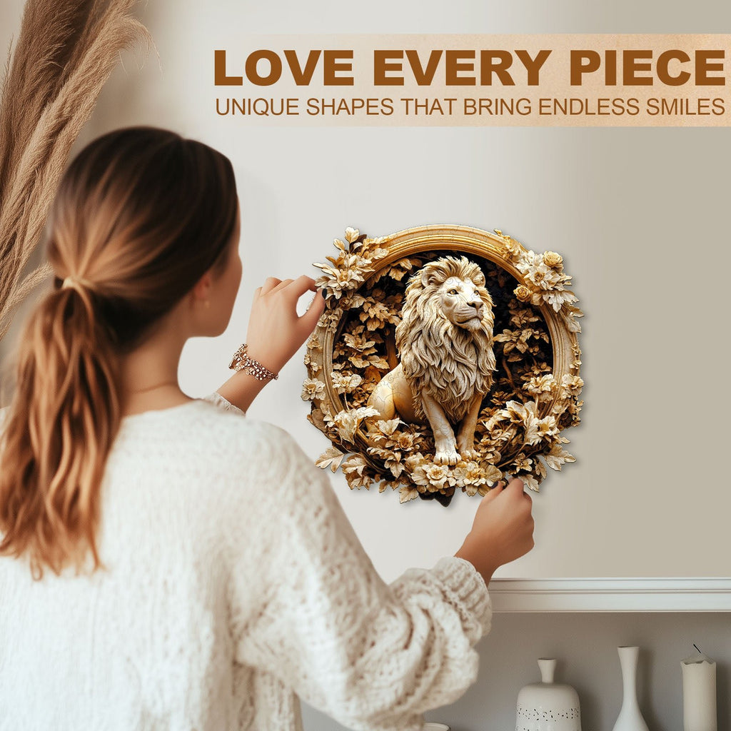 Whimsical Wooden Jigsaw Puzzle - Forest lion - pickApuzzle