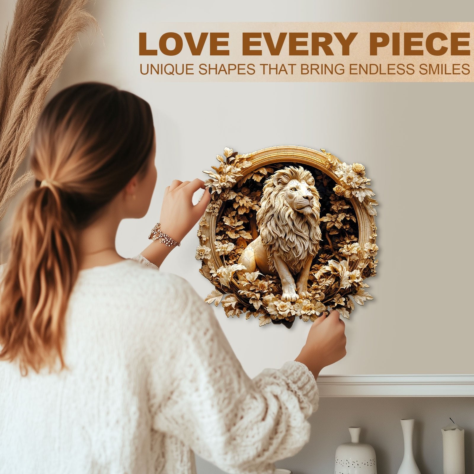 Whimsical Wooden Jigsaw Puzzle - Forest lion - pickApuzzle