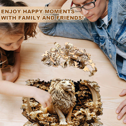 Whimsical Wooden Jigsaw Puzzle - Forest lion - pickApuzzle