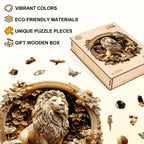 Whimsical Wooden Jigsaw Puzzle - Forest lion - pickApuzzle