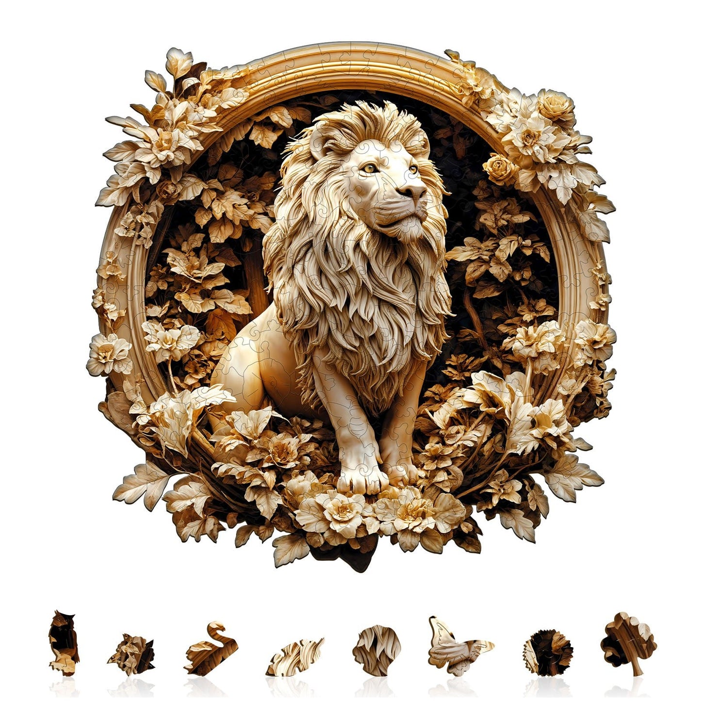 Whimsical Wooden Jigsaw Puzzle - Forest lion - pickApuzzle