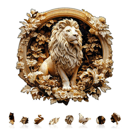 Whimsical Wooden Jigsaw Puzzle - Forest lion - pickApuzzle