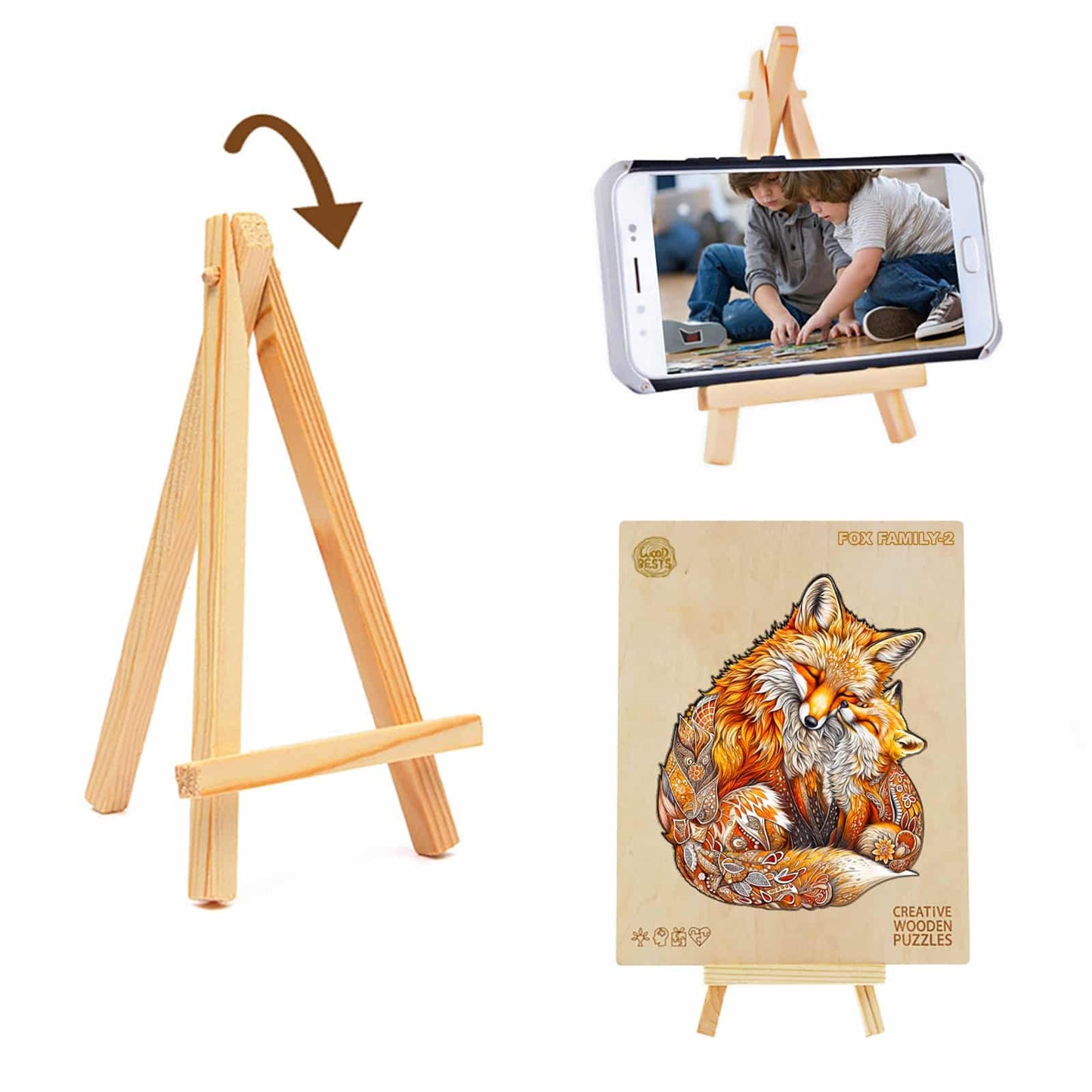 Verspieltes Holzpuzzle – Fuchs-Familie 2