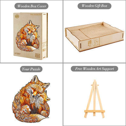Verspieltes Holzpuzzle – Fuchs-Familie 2