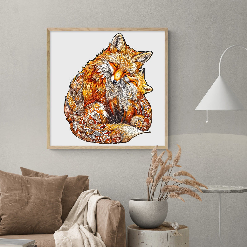 Whimsical Wooden Jigsaw Puzzle-Fox Family 2