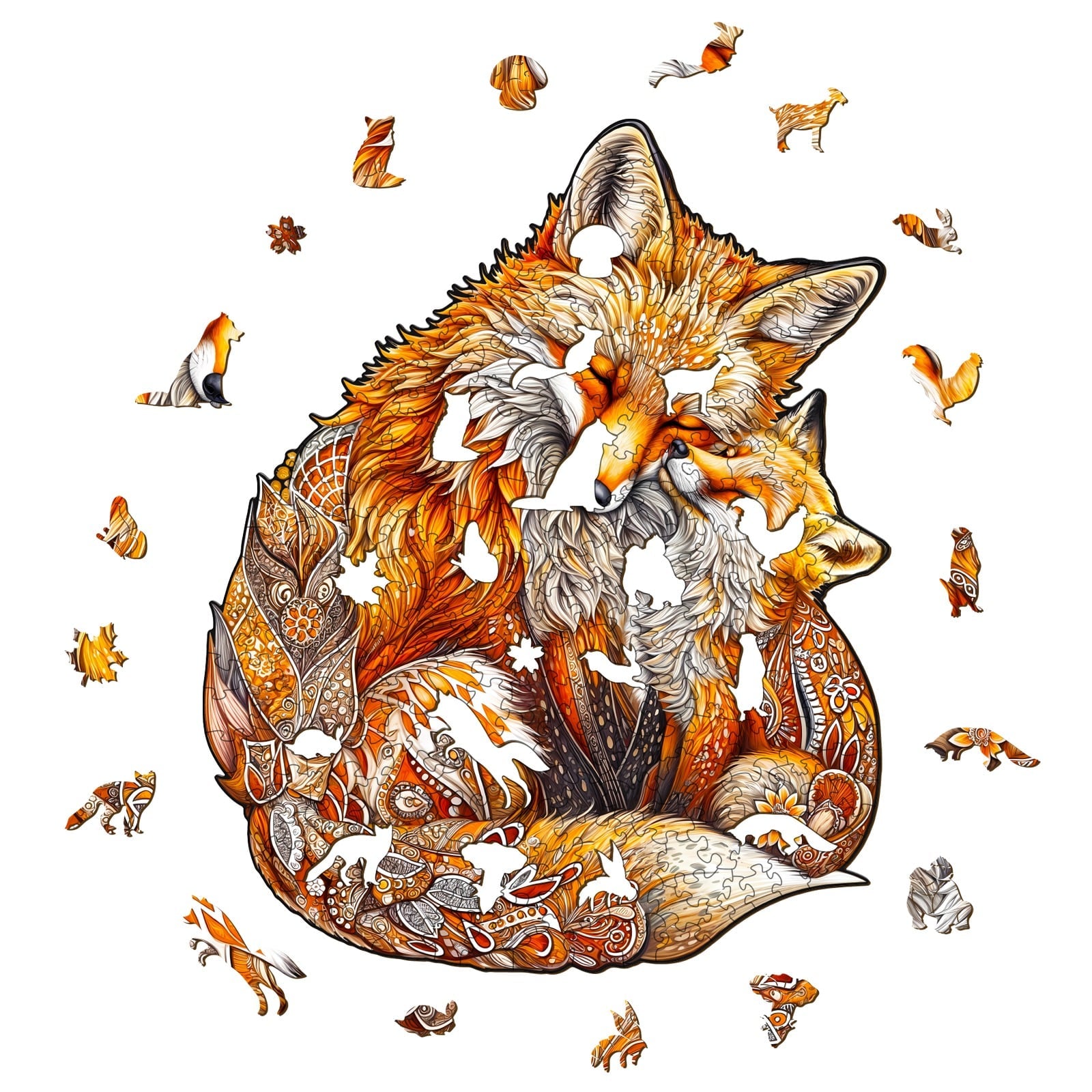Verspieltes Holzpuzzle – Fuchs-Familie 2 Zweitbild