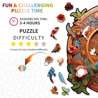 Verträumtes Holz-Puzzle – Zahnrad-Papagei