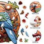 Whimsical Wooden Jigsaw Puzzle- Gear Parrot