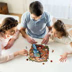 Whimsical Wooden Jigsaw Puzzle- Gear Parrot