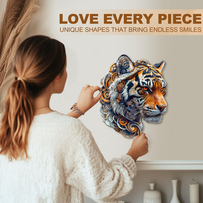 Whimsical Wooden Jigsaw Puzzle - Golden mechanical tiger - pickApuzzle