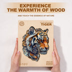 Whimsical Wooden Jigsaw Puzzle - Golden mechanical tiger - pickApuzzle