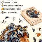 Whimsical Wooden Jigsaw Puzzle - Golden mechanical tiger - pickApuzzle