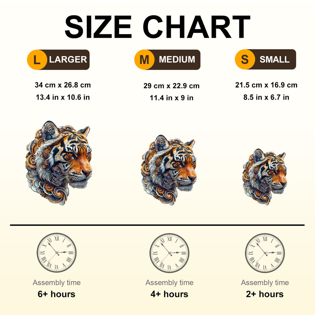 Whimsical Wooden Jigsaw Puzzle - Golden mechanical tiger - pickApuzzle