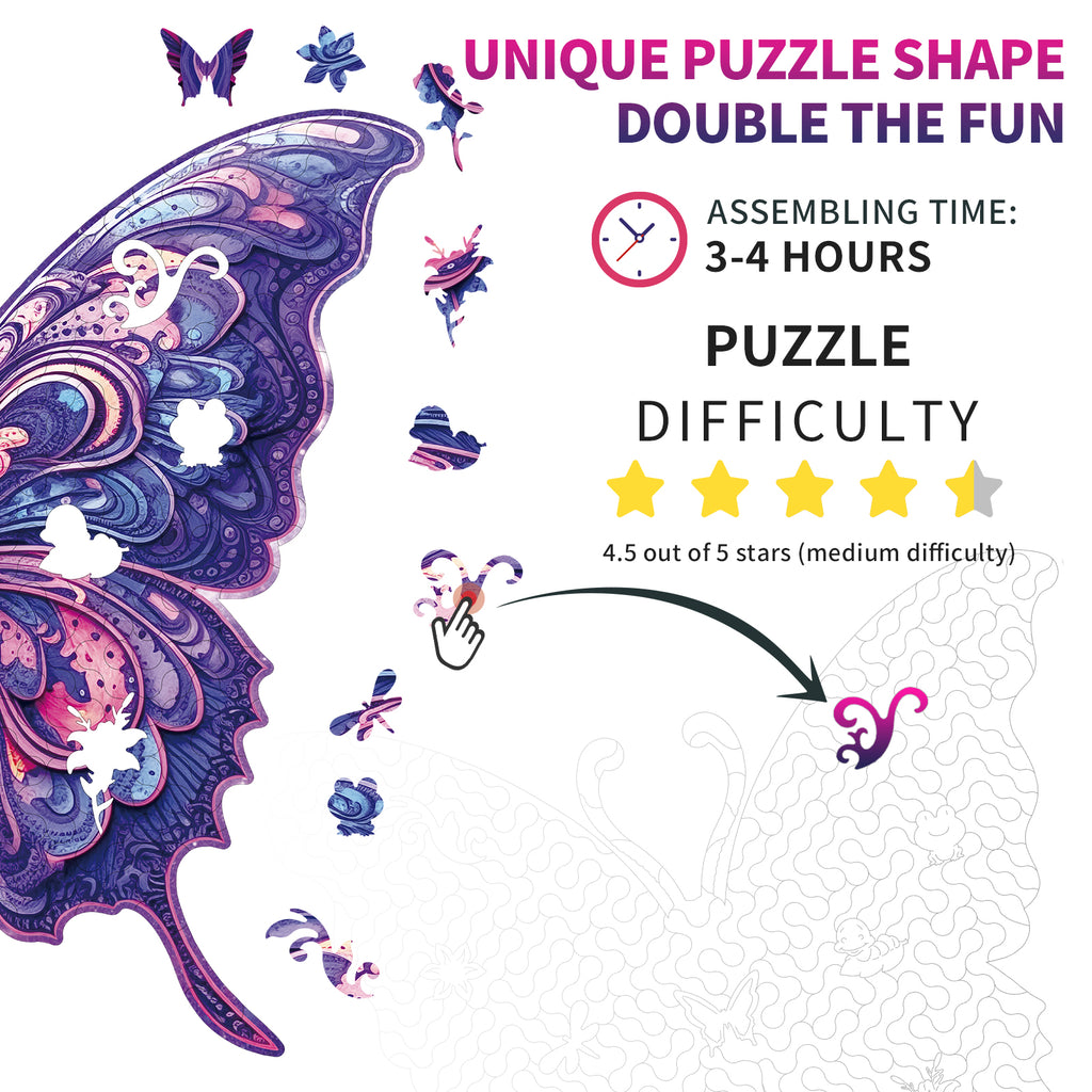 Whimsical Wooden Jigsaw Puzzle-Gorgeous Butterfly